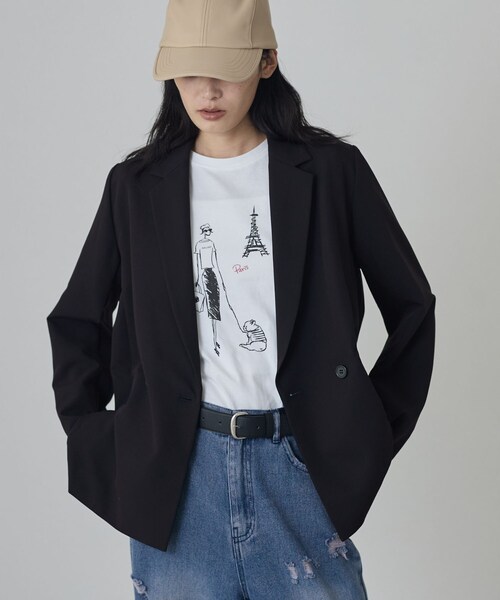 GALLEST(ギャレスト)の「Comfy Set Up|ダブルブレストイージージャケット【セットアップ対応/通勤/カセット服】(テーラードジャケット・レディース・ブラック/ベージュ/ダークグレー・36/38/40)」の14枚目の写真