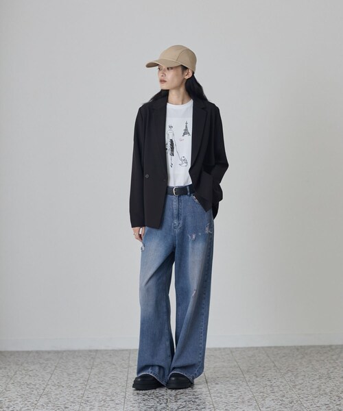 GALLEST(ギャレスト)の「Comfy Set Up|ダブルブレストイージージャケット【セットアップ対応/通勤/カセット服】(テーラードジャケット・レディース・ブラック/ベージュ/ダークグレー・36/38/40)」の17枚目の写真