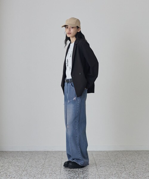 GALLEST(ギャレスト)の「Comfy Set Up|ダブルブレストイージージャケット【セットアップ対応/通勤/カセット服】(テーラードジャケット・レディース・ブラック/ベージュ/ダークグレー・36/38/40)」の18枚目の写真