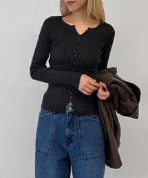 El mar リブスキッパーニットカーディガン