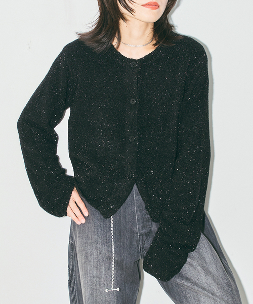 CITYSHOP（シティーショップ）の「LAME KNIT カーディガン（ニット/セーター・レディース・シルバー/ブラック・FREE）」の10枚目の写真