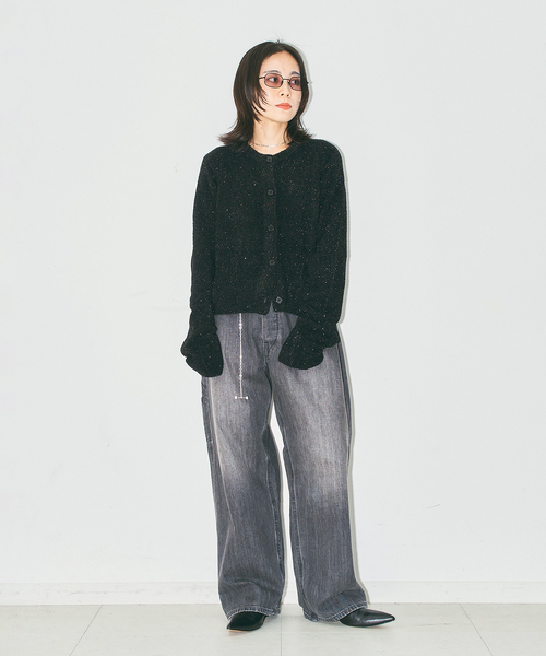 CITYSHOP（シティーショップ）の「LAME KNIT カーディガン（ニット/セーター・レディース・シルバー/ブラック・FREE）」の11枚目の写真