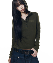 AAKAM | Bleach Washed Hooded Long Sleeve (Olive)(パーカー)