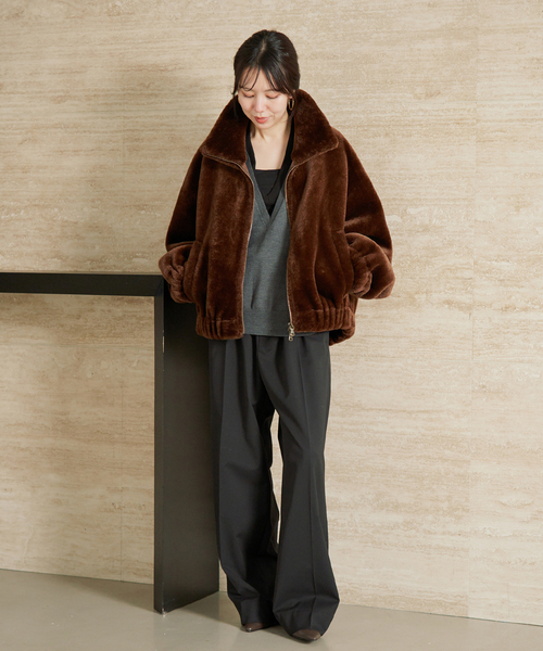 plage(プラージュ)の「Vegancode / ヴィ―ガンコード 別注 ECOFUR BOMBER ジャケット(その他アウター・レディース・ナチュラル/ブラウン・FREE)」の3枚目の写真