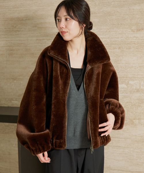 plage(プラージュ)の「Vegancode / ヴィ―ガンコード 別注 ECOFUR BOMBER ジャケット(その他アウター・レディース・ナチュラル/ブラウン・FREE)」の8枚目の写真