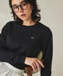 オーガニックコットン オーバーサイズ ワンポイントシリコンバッジロゴ ロングスリーブTシャツ