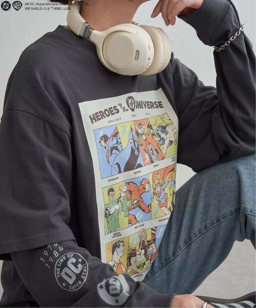 VENCEEXCHANGE（ヴァンスエクスチェンジ）の「DCキャラクターズデザイン 袖レイヤードロンT（Tシャツ/カットソー・メンズ・アイボリー/ダークグレー/オフホワイト/ブラック・L/M）」の4枚目の写真