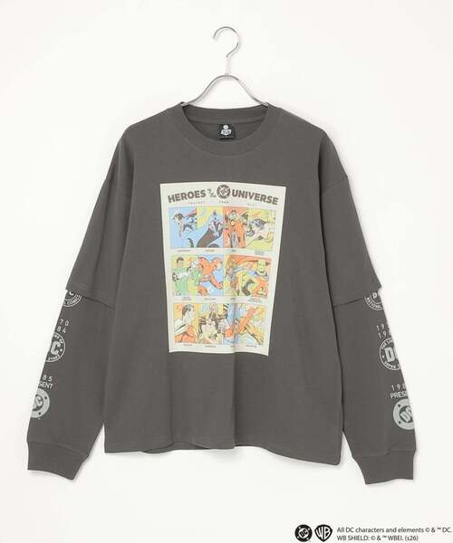 VENCEEXCHANGE（ヴァンスエクスチェンジ）の「DCキャラクターズデザイン 袖レイヤードロンT（Tシャツ/カットソー・メンズ・アイボリー/ダークグレー/オフホワイト/ブラック・L/M）」の7枚目の写真
