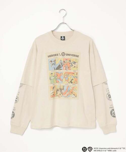 VENCEEXCHANGE（ヴァンスエクスチェンジ）の「DCキャラクターズデザイン 袖レイヤードロンT（Tシャツ/カットソー・メンズ・アイボリー/ダークグレー/オフホワイト/ブラック・L/M）」の8枚目の写真