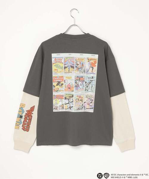 VENCEEXCHANGE（ヴァンスエクスチェンジ）の「DCキャラクターズデザイン 袖レイヤードロンT（Tシャツ/カットソー・メンズ・アイボリー/ダークグレー/オフホワイト/ブラック・L/M）」の9枚目の写真