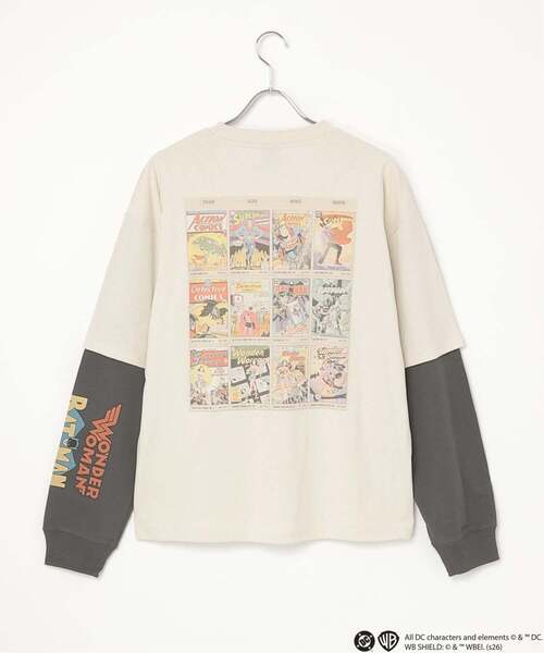 VENCEEXCHANGE（ヴァンスエクスチェンジ）の「DCキャラクターズデザイン 袖レイヤードロンT（Tシャツ/カットソー・メンズ・アイボリー/ダークグレー/オフホワイト/ブラック・L/M）」の10枚目の写真