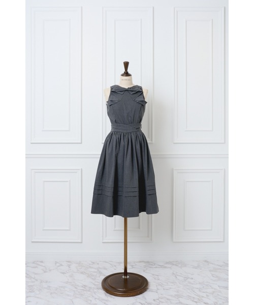 MISTREASS(ミストレアス)の「Sleeveless Ribbon Tops×Flare Skirt Set Up(セットアップ・レディース・グレー/ベージュ・FREE)」の3枚目の写真