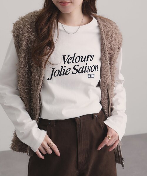 DISCOAT（ディスコート）の「フロッキーロゴアソートロングスリーブTシャツ（Tシャツ/カットソー・レディース・オフホワイト/チャコールグレー/ホワイト・FREE/SMALL）」の5枚目の写真