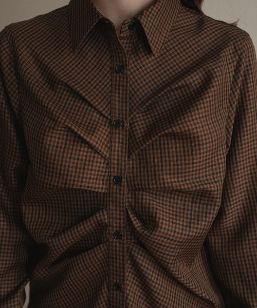 mideal(マイディール)の「tuck design bow tie shirt / タックデザインボウタイシャツ(シャツ/ブラウス・レディース・ベージュ/ブラウン/グレー・FREE)」の16枚目の写真