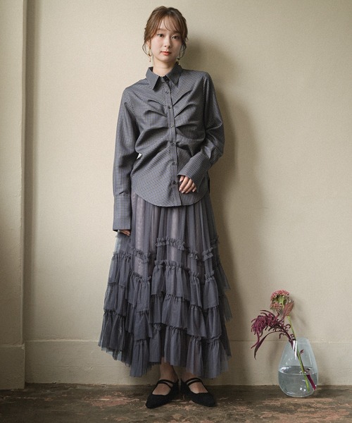 mideal(マイディール)の「tuck design bow tie shirt / タックデザインボウタイシャツ(シャツ/ブラウス・レディース・ベージュ/ブラウン/グレー・FREE)」の22枚目の写真
