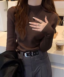裏起毛 ハイネック ニット トップス