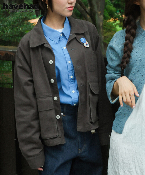 FREAK'S STORE(フリークスストア)の「havehad × FREAK'S STORE/ハブヘッド ミリタリー ジャケット(ミリタリージャケット・レディース・ブラウン/チャコールグレー・フリ-)」の1枚目の写真