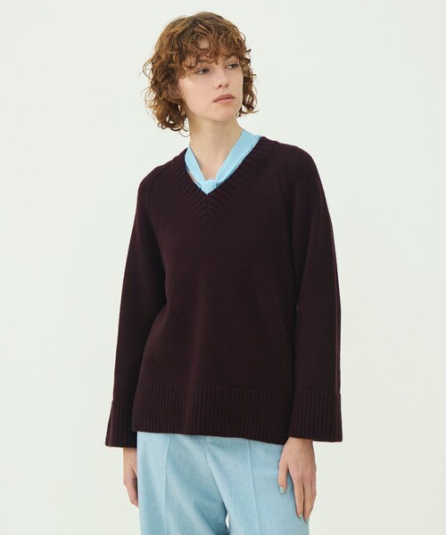 MACPHEE(マカフィー)の「【WEB先行予約】ラムカシミヤ Vネックプルオーバー(ニット/セーター・レディース・ダークブラウン/チャコールグレー/ライトパープル/ライトベージュ・S)」の6枚目の写真