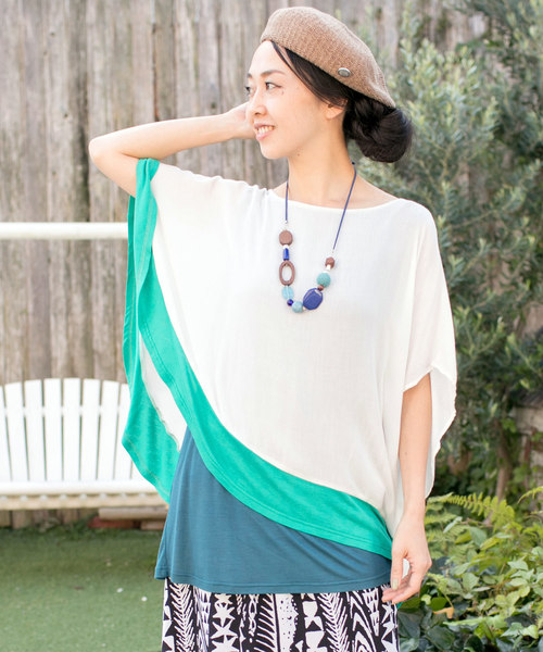 チャイハネ（チャイハネ）の「【チャイハネ】yul 3カラービッグシルエットトップス（Tシャツ/カットソー・レディース・ターコイズブルー/ホワイト/ブラック/ブルー/ホワイト×ブルー/イエロー/ネイビー・FREE）」の3枚目の写真