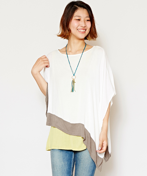 チャイハネ（チャイハネ）の「【チャイハネ】yul 3カラービッグシルエットトップス（Tシャツ/カットソー・レディース・ターコイズブルー/ホワイト/ブラック/ブルー/ホワイト×ブルー/イエロー/ネイビー・FREE）」の2枚目の写真