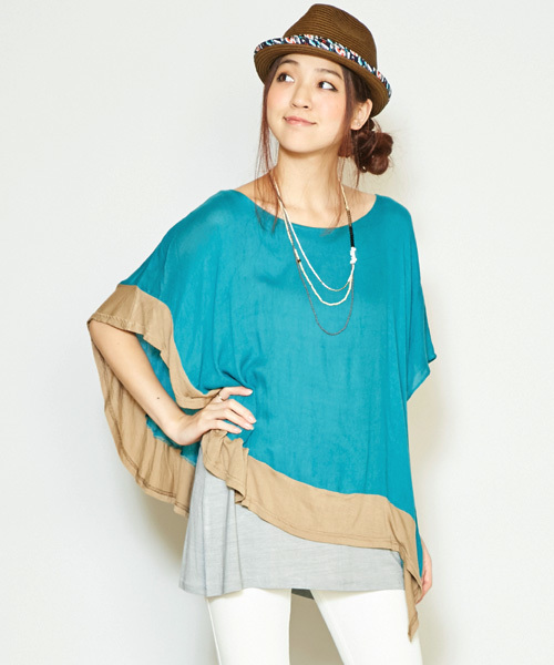 チャイハネ（チャイハネ）の「【チャイハネ】yul 3カラービッグシルエットトップス（Tシャツ/カットソー・レディース・ターコイズブルー/ホワイト/ブラック/ブルー/ホワイト×ブルー/イエロー/ネイビー・FREE）」の5枚目の写真