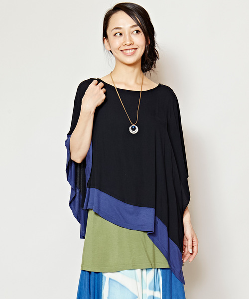 チャイハネ（チャイハネ）の「【チャイハネ】yul 3カラービッグシルエットトップス（Tシャツ/カットソー・レディース・ターコイズブルー/ホワイト/ブラック/ブルー/ホワイト×ブルー/イエロー/ネイビー・FREE）」の4枚目の写真