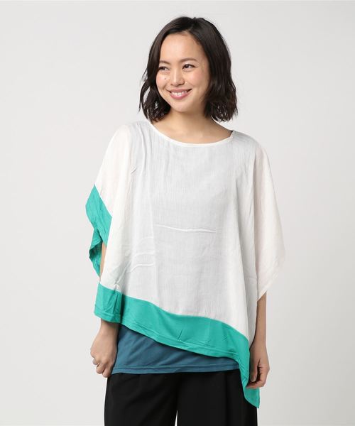 チャイハネ（チャイハネ）の「【チャイハネ】yul 3カラービッグシルエットトップス（Tシャツ/カットソー・レディース・ターコイズブルー/ホワイト/ブラック/ブルー/ホワイト×ブルー/イエロー/ネイビー・FREE）」の19枚目の写真