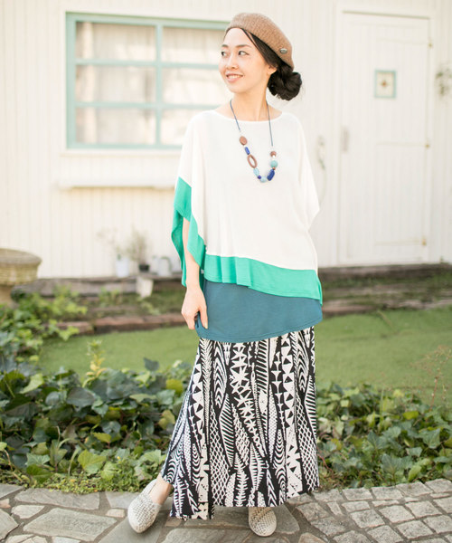 チャイハネ（チャイハネ）の「【チャイハネ】yul 3カラービッグシルエットトップス（Tシャツ/カットソー・レディース・ターコイズブルー/ホワイト/ブラック/ブルー/ホワイト×ブルー/イエロー/ネイビー・FREE）」の20枚目の写真