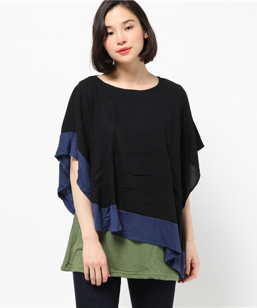 チャイハネ（チャイハネ）の「【チャイハネ】yul 3カラービッグシルエットトップス（Tシャツ/カットソー・レディース・ターコイズブルー/ホワイト/ブラック/ブルー/ホワイト×ブルー/イエロー/ネイビー・FREE）」の15枚目の写真