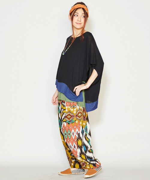 チャイハネ（チャイハネ）の「【チャイハネ】yul 3カラービッグシルエットトップス（Tシャツ/カットソー・レディース・ターコイズブルー/ホワイト/ブラック/ブルー/ホワイト×ブルー/イエロー/ネイビー・FREE）」の16枚目の写真