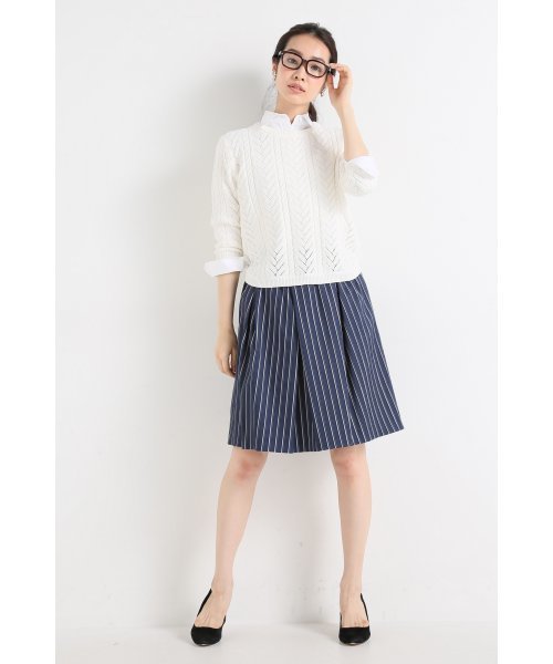 LIMITLESS LUXURY（リミットレスラグジュアリー）の「スカシガラプルオーバー◆（ニット/セーター・レディース・ホワイト/ネイビー・FREE）」の15枚目の写真