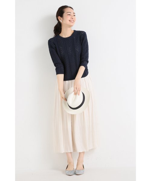 LIMITLESS LUXURY（リミットレスラグジュアリー）の「スカシガラプルオーバー◆（ニット/セーター・レディース・ホワイト/ネイビー・FREE）」の9枚目の写真