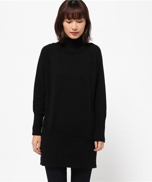 FIGARO Paris(フィガロパリ)の「ALPHA STUDIO ハイネックチュニック◆(ニット/セーター・レディース・ウッド/ブラック・40)」の3枚目の写真