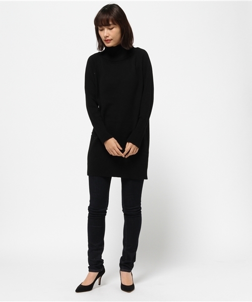 FIGARO Paris(フィガロパリ)の「ALPHA STUDIO ハイネックチュニック◆(ニット/セーター・レディース・ウッド/ブラック・40)」の6枚目の写真