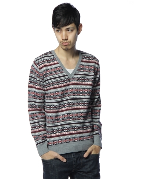 SHIPS JET BLUE（シップスジェットブルー）の「12GG FAIRISLE KNIT V/N（ニット/セーター・メンズ・ブラック/ネイビー/グレー/ベージュ・MEDIUM/SMALL/LARGE）」の7枚目の写真