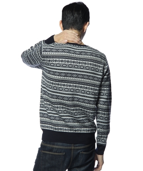 SHIPS JET BLUE（シップスジェットブルー）の「12GG FAIRISLE KNIT V/N（ニット/セーター・メンズ・ブラック/ネイビー/グレー/ベージュ・MEDIUM/SMALL/LARGE）」の6枚目の写真