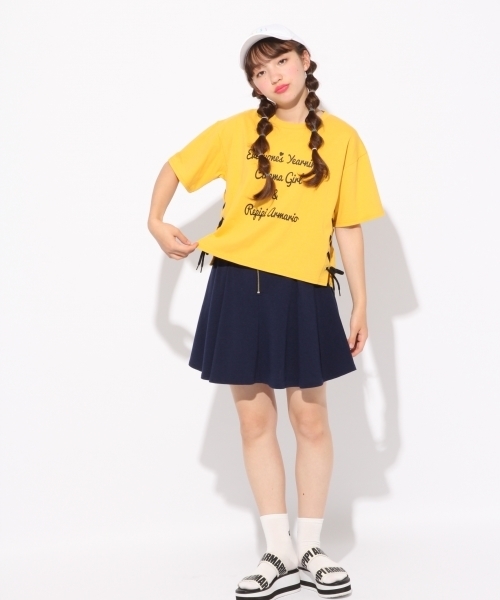 repipi armario（レピピ アルマリオ）の「☆nicola×KAYA×repipi☆レースアップTシャツ（Tシャツ/カットソー・キッズ・レッド/ホワイト/イエロー/ブラック・X-SMALL/LARGE/SMALL/MEDIUM）」の7枚目の写真