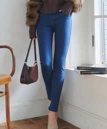 あったか裏起毛ボンディングストレッチデニムスキニーパンツ