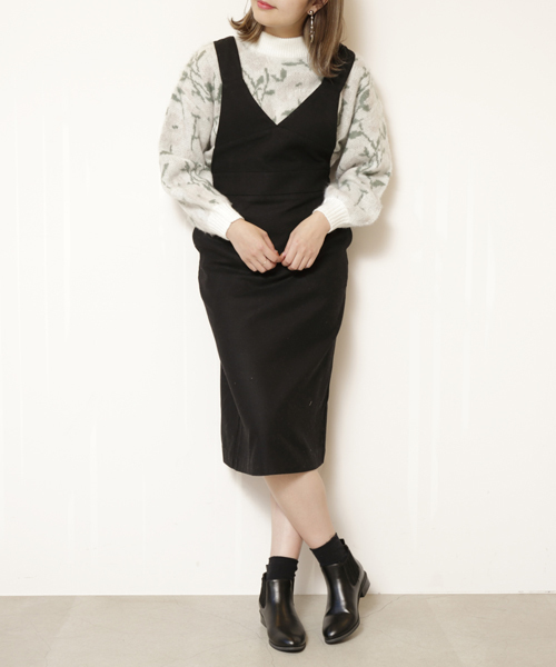 RAY CASSIN（レイカズン）の「グレンチェック・無地タイトジャンスカ（ジャンパースカート・レディース・ブラック/A・FREE）」の16枚目の写真