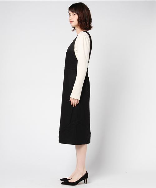 RAY CASSIN（レイカズン）の「グレンチェック・無地タイトジャンスカ（ジャンパースカート・レディース・ブラック/A・FREE）」の8枚目の写真