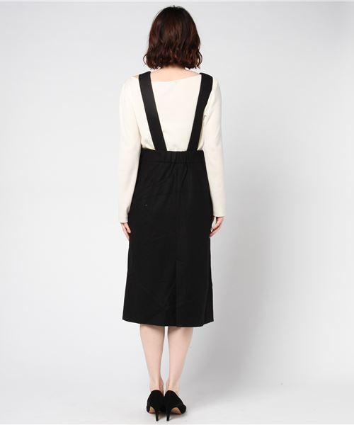 RAY CASSIN（レイカズン）の「グレンチェック・無地タイトジャンスカ（ジャンパースカート・レディース・ブラック/A・FREE）」の4枚目の写真