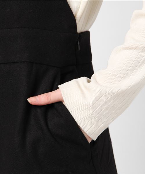 RAY CASSIN（レイカズン）の「グレンチェック・無地タイトジャンスカ（ジャンパースカート・レディース・ブラック/A・FREE）」の7枚目の写真