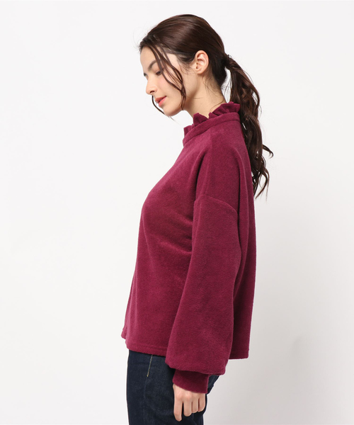 MERLOT(メルロー)の「パイルフリルネックプルオーバー680-7527(Tシャツ/カットソー・レディース・ブラック/ピンク/イエロー/アイボリー・FREE)」の5枚目の写真