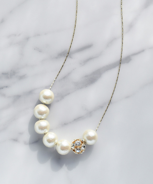 Goldy ゴールディ の コットンパール ビジュー ネックレス ネックレス Wear