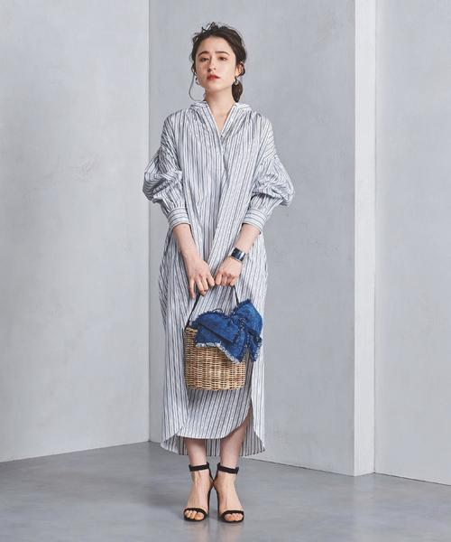 UNITED ARROWS（ユナイテッドアローズ）の「UWSC ストライプ マキシ丈 シャツワンピース（シャツワンピース・レディース・オレンジ/ネイビー・FREE）」の15枚目の写真