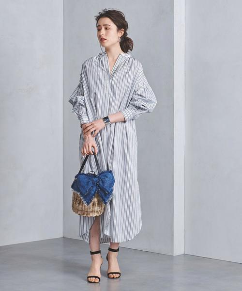 UNITED ARROWS（ユナイテッドアローズ）の「UWSC ストライプ マキシ丈 シャツワンピース（シャツワンピース・レディース・オレンジ/ネイビー・FREE）」の16枚目の写真