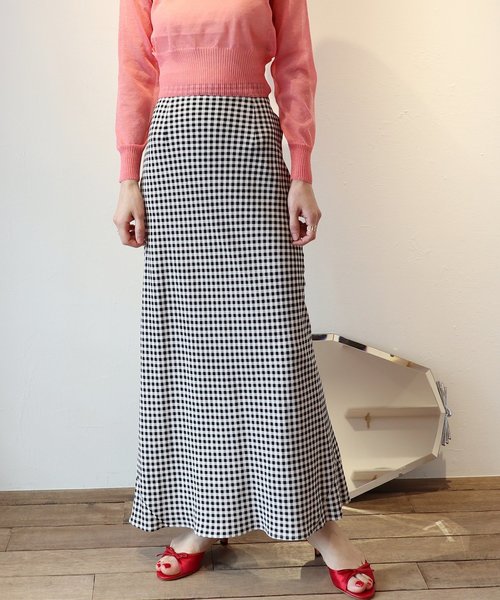 abc-LULU（エービーシールル）の「abc ギンガムバイアス マキシスカート2◆（スカート・レディース・ブラック・38/36/34）」の2枚目の写真