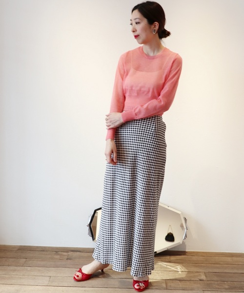 abc-LULU（エービーシールル）の「abc ギンガムバイアス マキシスカート2◆（スカート・レディース・ブラック・38/36/34）」の3枚目の写真