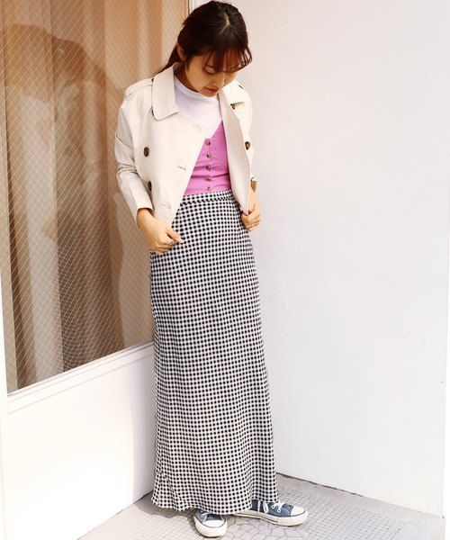 abc-LULU（エービーシールル）の「abc ギンガムバイアス マキシスカート2◆（スカート・レディース・ブラック・38/36/34）」の4枚目の写真