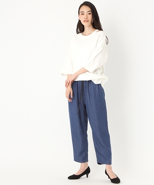 niko and...(ニコアンド)の「コットンカットアウトワイド6分袖Tシャツ【niko and ...】(Tシャツ/カットソー・レディース・イエロー/ホワイト/ブルー・LARGE/MEDIUM)」の4枚目の写真